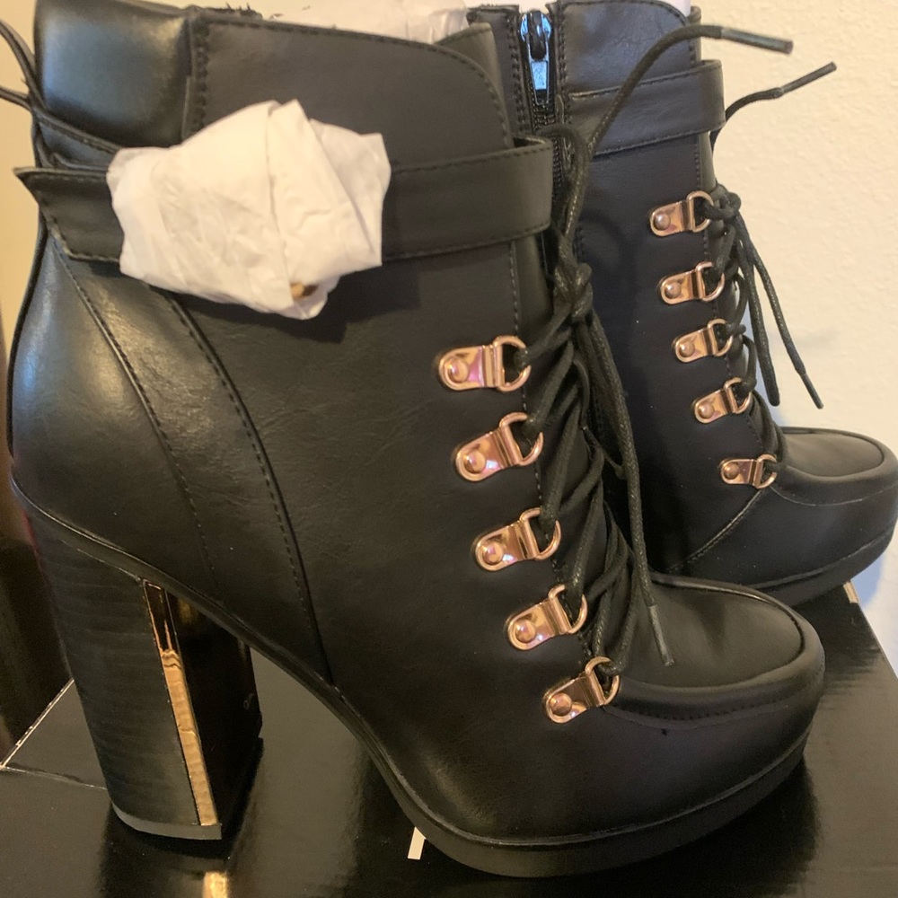 Torrid lace up combat military heel